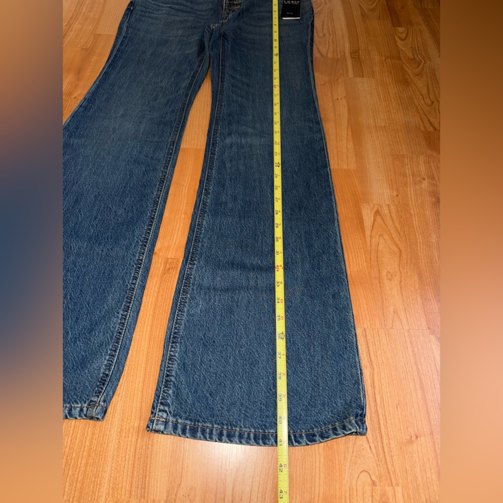 Ralph Lauren Women Size 0 Petite High Rise Flare Denim Jeans Expossed Button New - Picture 7 of 16